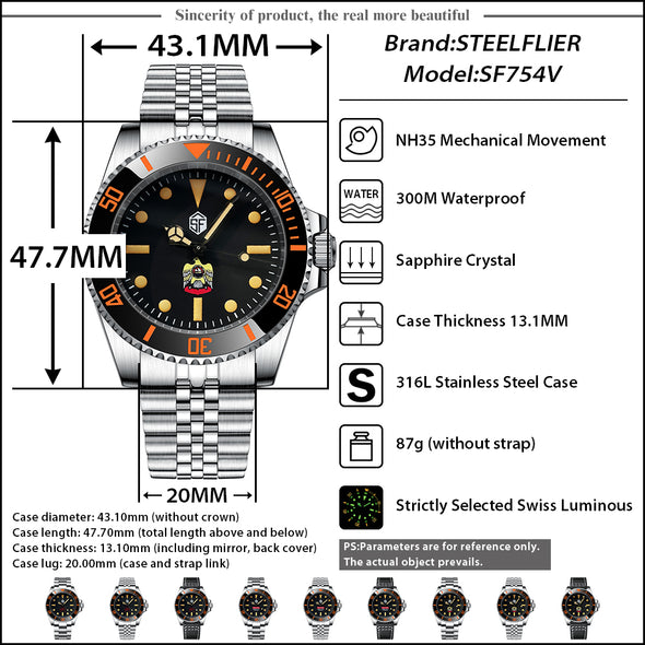 Steelflier SF754VC Orange Sub Automatic Watch V2